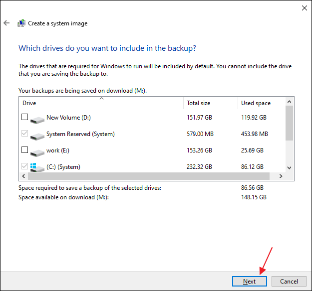 create a system image step 4