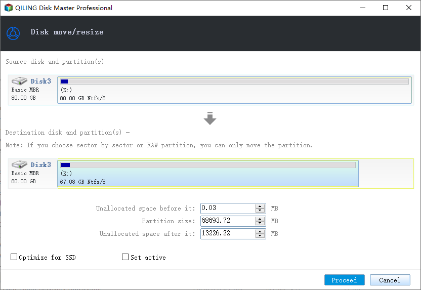 How to adjust disk layout step 2