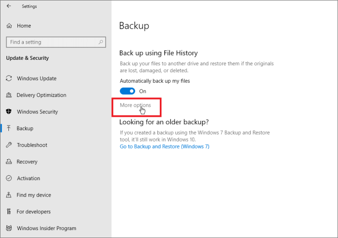click more options